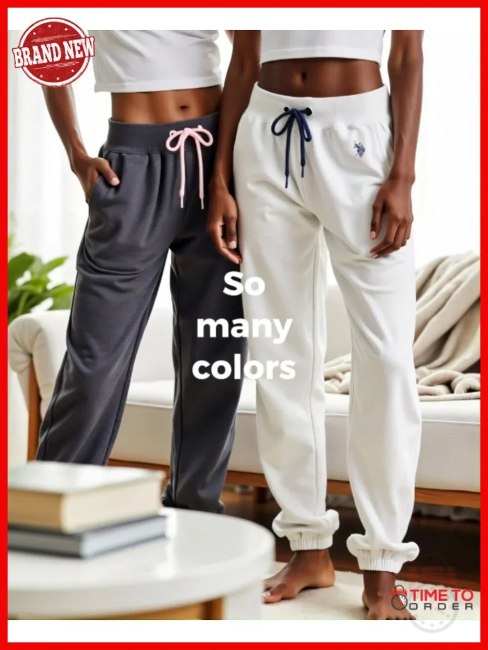 French Terry Jogger Sweatpants with Pockets - Mid Rise Cuffed